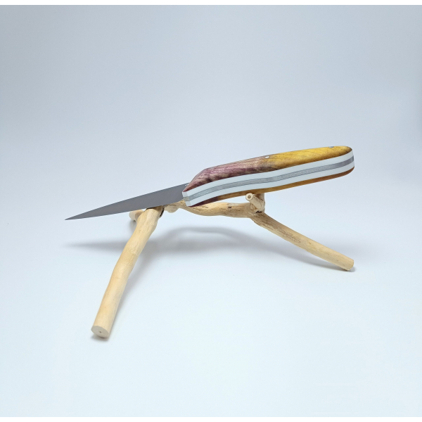 couteau de table bermudes teinté dans la masse stabilisé stage sans forge chambery annecy grenoble 1100° trempe traitements thermique bois des alpes