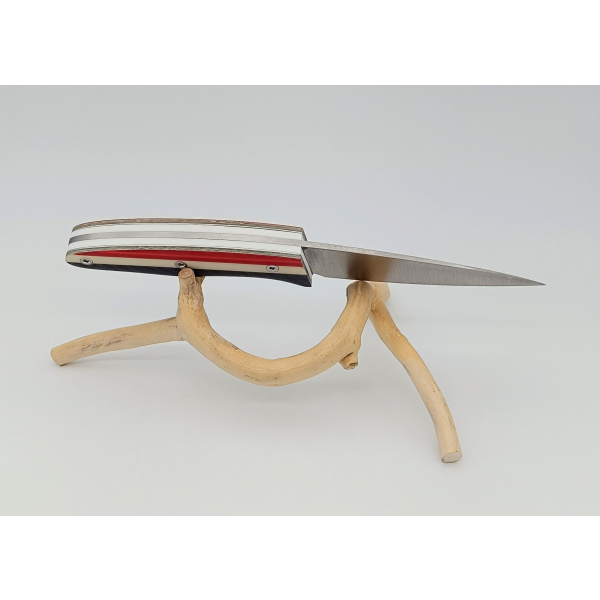 Couteau de table 21 cm en ski recyclé – modèle n°5, artisanal, Coutellerie Bermudes, Savoie Haute-Savoie Isère