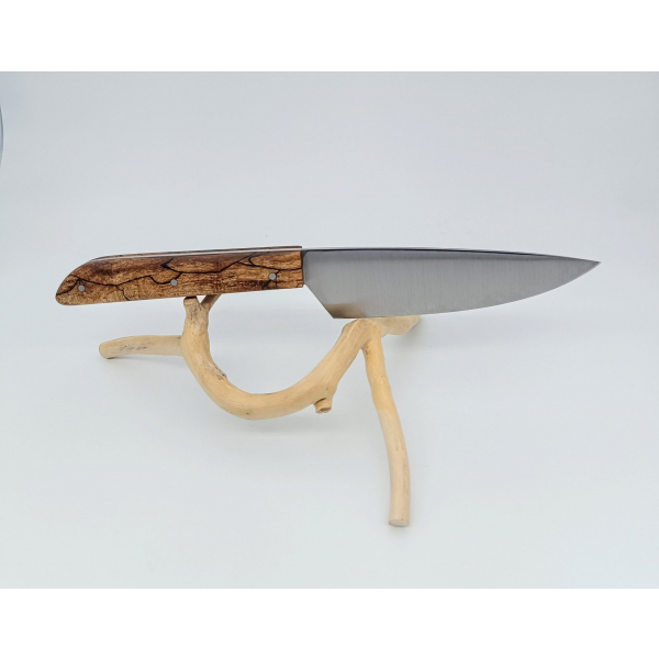 Manche en érable échauffé stabilisé, couteau éminceur artisanal Coutellerie Bermudes