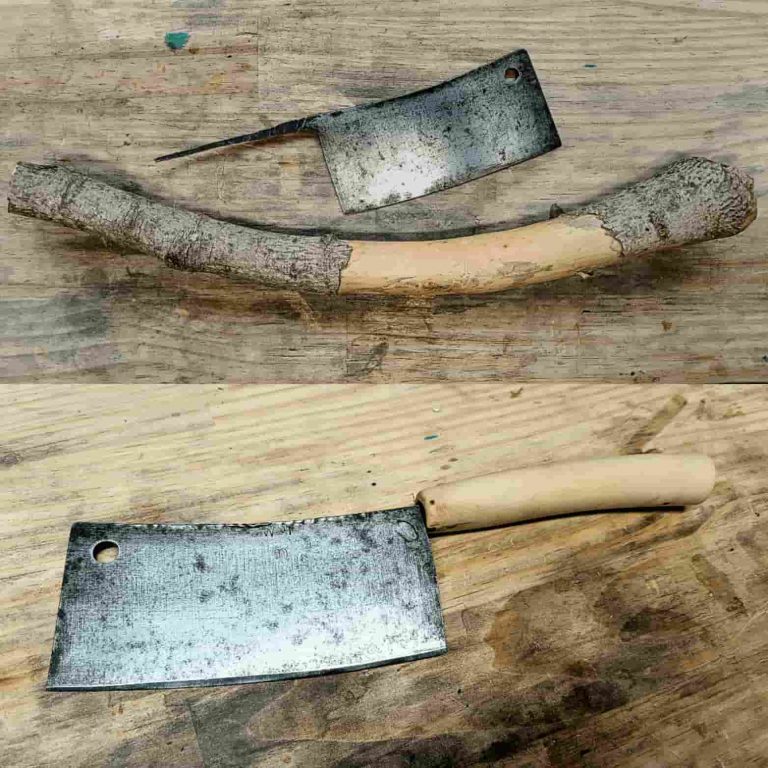 Remplacement de manche et rééquilibrage d’un couteau réalisé à la Coutellerie Bermudes à Barberaz près de Chambéry en Savoie